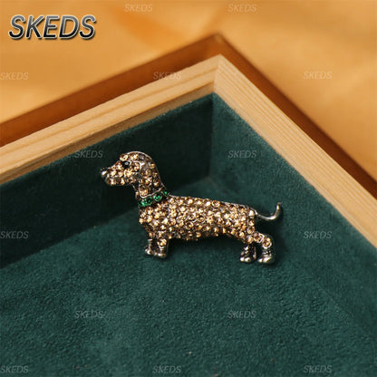 SKEDS Cute Dog Rhinestone Brooch for Women Multicolor Crystal Poodle Yorkshire Schnauzer Puppy Pin Animal Pet Jewelry Gift