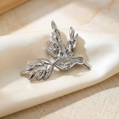 Beaut&Berry Luxury Rhinestone Hummingbird Brooches for Women Unisex Animal Pins Casual Party Jewelry Accessories Gift Decoration