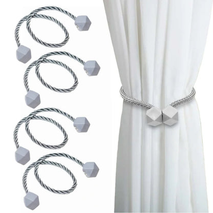 2/4pcs Curtain Tiebacks with Strong Magnet Thick Rope Design Bedroom Living Room Kitchen Durable for Office, Home Decoration