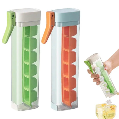 Creative One-Handed Ice Cube Mold Household Ice Making Artifact with 6 Compartments Ice Storage Box for Refrigerator