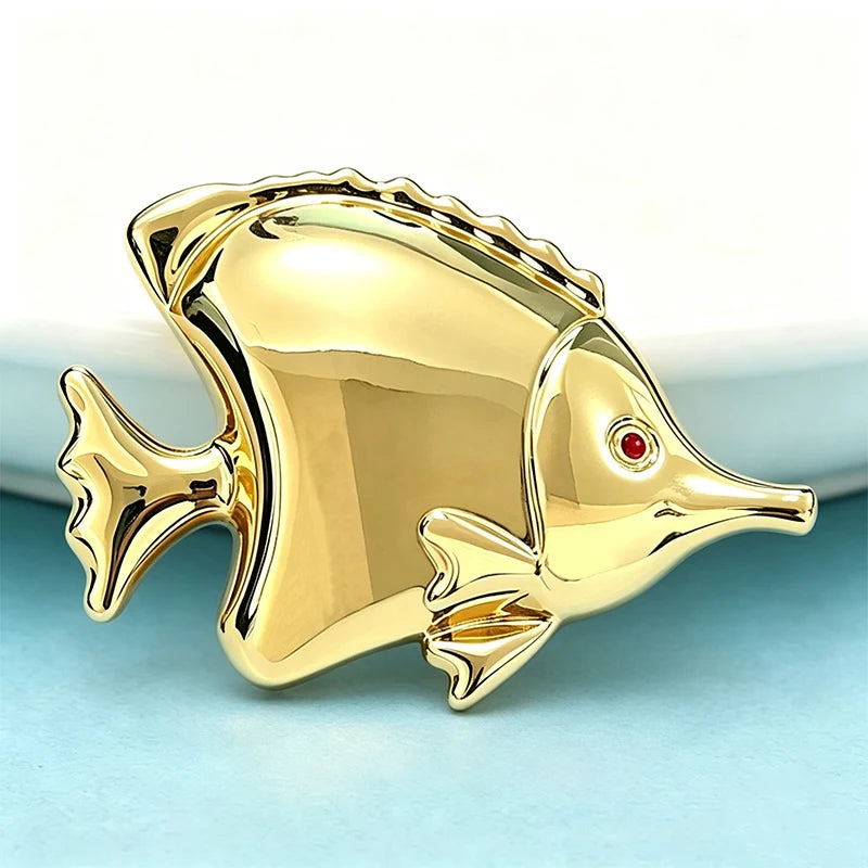 Wuli&baby Stainless Steel Fish Brooches For Women Unisex Lovely 2-color Polished Sea Animal Party Casual Brooch Pins Gifts