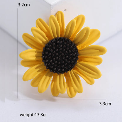 Enamel Sunflower Brooches for Women Unisex Pearl Flower Botanical Pins Banquet Party Backpack Gifts Jewelry Accessories