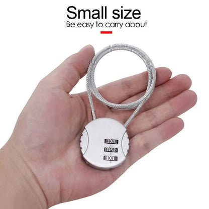 Extended Wire Rope Combination Lock 3 Digit Code Lock Password Motorcycle Helmet Metal Keyed Padlock Travel Anti-Theft Locks
