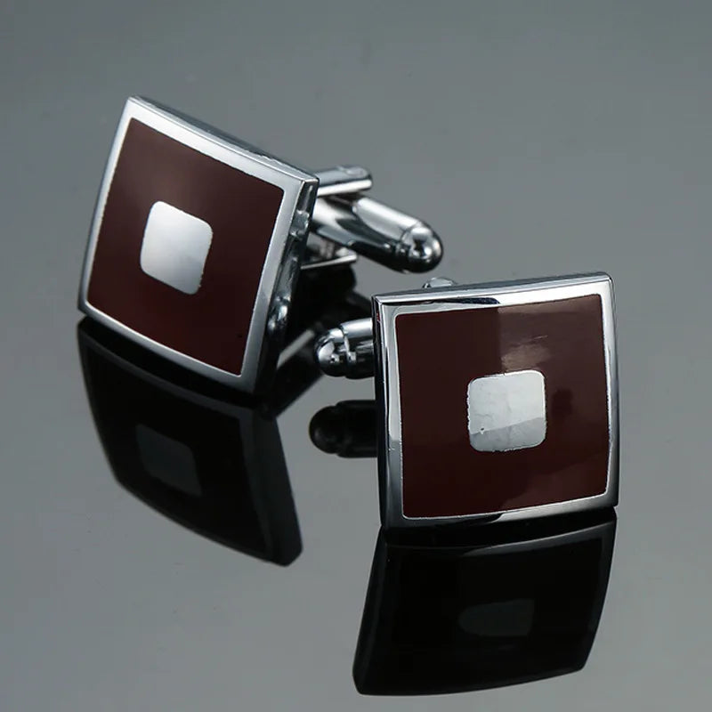 Cufflinks Man Luxury French Cufflinks Button Laser Enamel Gold Silvery Cuffs Retro Metal Buckles For Mens Shirts Tuxedo Studs