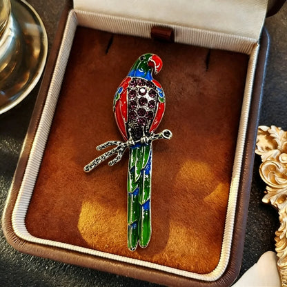 Baroque Luxury Parrot Design Brooch for Men and Women, Jewelry, Fashion Accessories, Couple's Party Gift