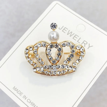 Fashion Crown Brooch For Women Vintage Zircon Crystal Luxurious Jewelry Girl Princess Gift