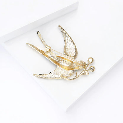 Beaut&Berry Luxury Rhinestone Swallow Brooches for Women Unisex Enamel Bird Pins Casual Party Accessories Fashion Gifts Friends