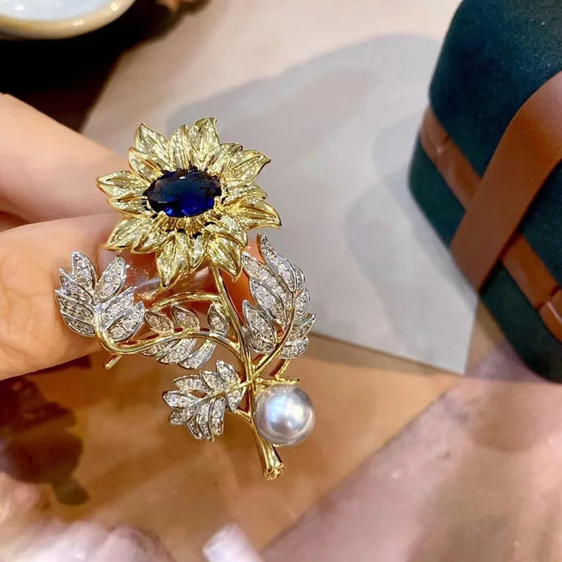SHMIK High-end Women Girls Fashion Elegant Crystal Daisy Brooch Badges Fashion Exquistie Lady Wedding Party Pin Jewelry Buckles