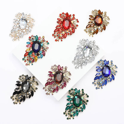 Beaut&Berry Luxury Crystal Glass Brooches for Women Rhinestone Flower Pins Friends Party Gifts Banquet Jewellery Accessories