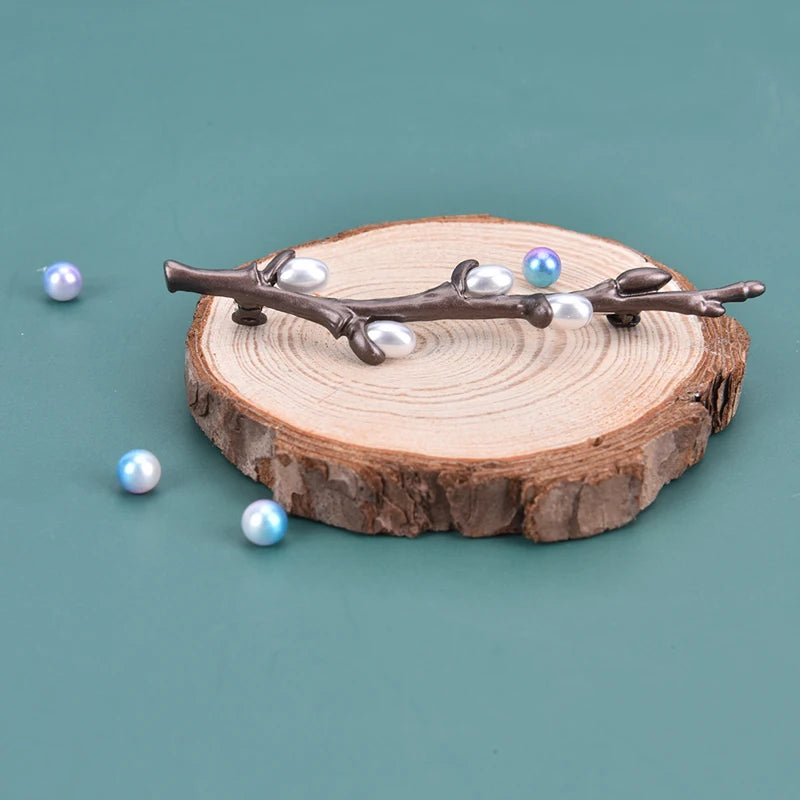 Vintage Handmade Freshwater Pearl Plum Blossom Flower Branches Brooches Pins Elegant Bouquet Brooch For Wedding Jewelry