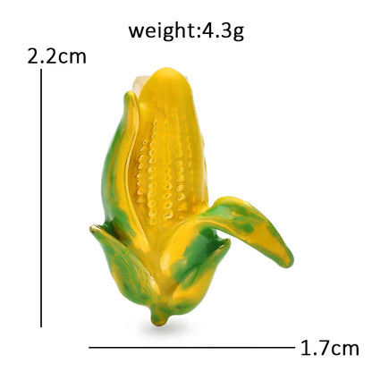 Wuli&baby Cute Corn Brooches For Women Unisex Enamel Plants Summer Collar Brooch Pin Fashion Jewelry Gifts