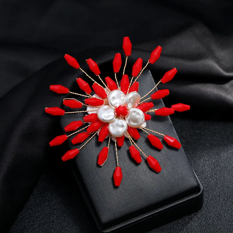 SKEDS 2022 Exquisite Luxury Women Rhinestone Flower Brooch Badges Pearl Crystal Plant Brooches High Quality Retro Pin For Lady