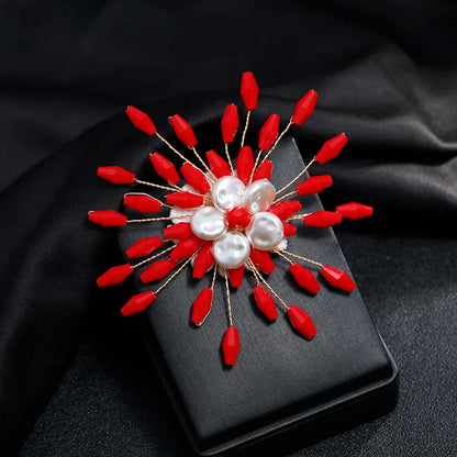 SKEDS 2022 Exquisite Luxury Women Rhinestone Flower Brooch Badges Pearl Crystal Plant Brooches High Quality Retro Pin For Lady