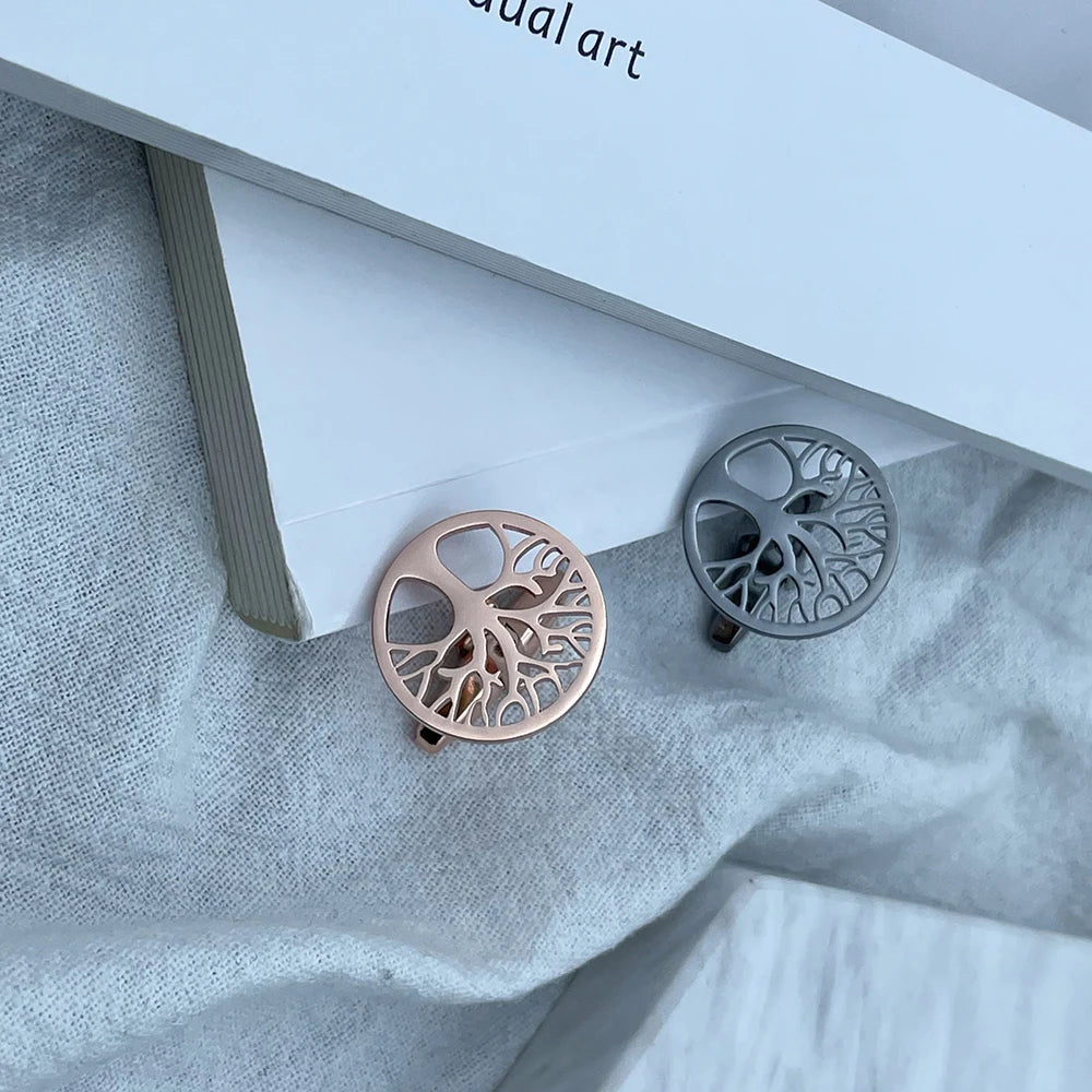 Men's Cufflinks Luxury Round Tree of Life Cuff Links Shirt Cufflinks for Men Fashion Stainless Steel High Quality Birthday Gifts