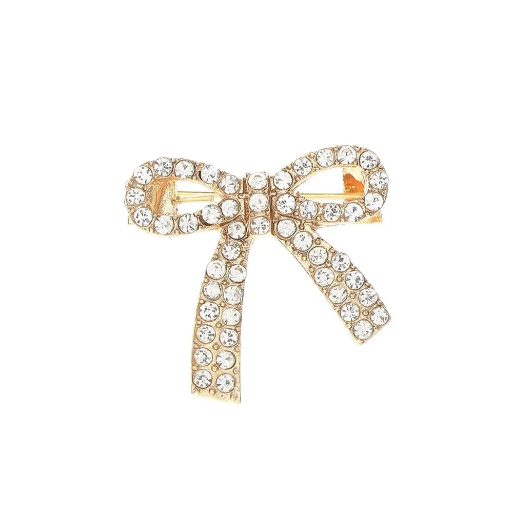 Small Rhinestone Bowknot Brooch Anti-slip Shirt Collar Pin Button For Women Dress Clothing Fashion Jewelry Accessories Gift