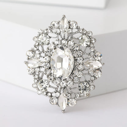 Rhinestone Flower Brooches for Women Unisex Trendy Multicoloured Crystal Glasses Pin Office Party Friend Gifts Accessories