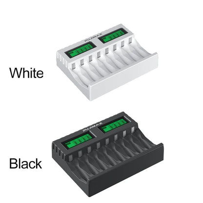 PUJIMAX 8-slot Battery Charger Suitable 1.2V AAA/AA Rechargeable Battery Short Circuit Protection LED Display NiMH/NiCd Charger