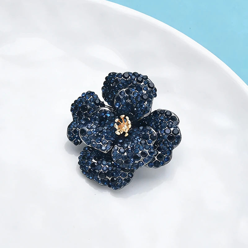 Wuli&baby Luxury Double-layer Flowers Brooches For Women Lady Shining Full-rhinestone Elegant Flower Party Office Brooch Pins