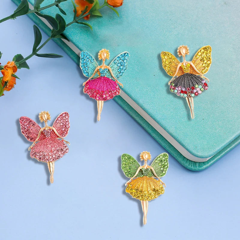 Fashionable and cute angel brooch with full diamond alloy clip
