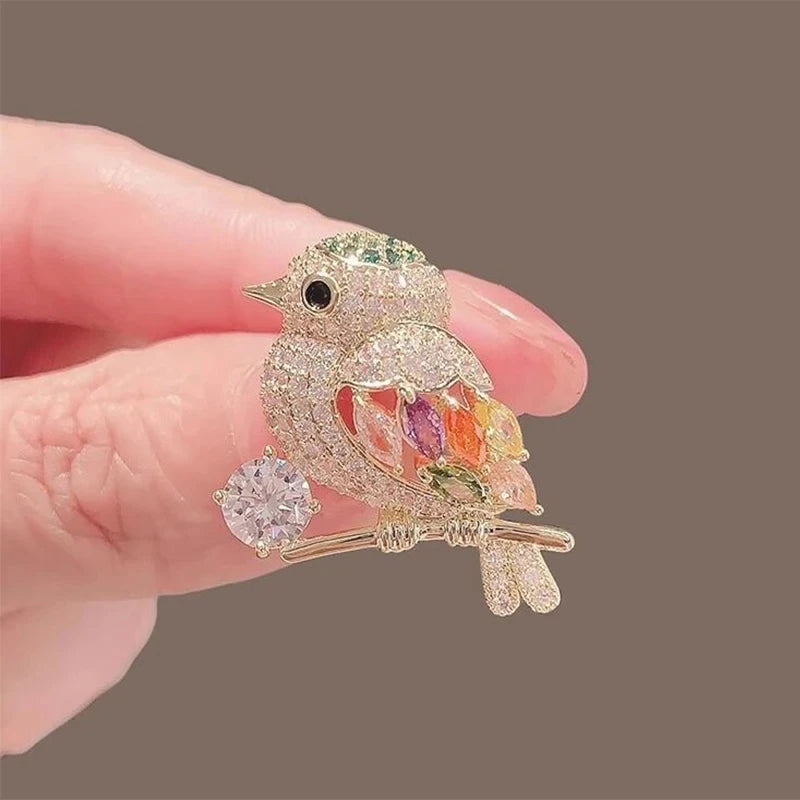 Luxury Crystal Phoenix Bird Brooches For Women Men Unisex Colorful Yellow Enamel Pins Chinese Birds Party Office Jewelry Gifts