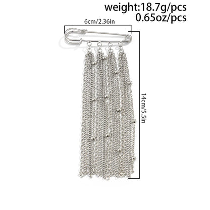 Accessory Personalized Suit Anti-Flash Bead Necklace Pin Hanging Ornament Ins Waterproof Crystal Tassel Chain Brooch