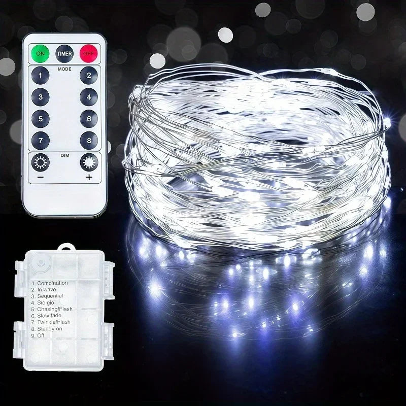 50-300LED Fairy Lights Battery Operated Twinkle String Lights, Copper Wire Dimmable Firefly Lights with Remote Control Timer