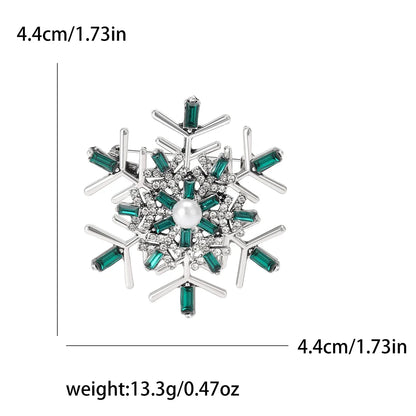 Christmas Rhinestone Snowflake Brooch for Women Unisex Pearl Ice Crystal Pin Event Party Backpack Decoration Clothes Accessories
