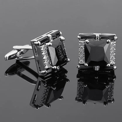 Diamond Cufflinks Mens Shirts Jewelry Luxury Brand Button Green French Style Cufflinks Black Crystal Hot Sale Cuff zircon Buckle