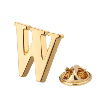 High Quality Classic Style Gold Letter A-Z Metal Brooch Women Men's Lapel Pin Women's Hat Scarf Backpack Badge Jewellery
