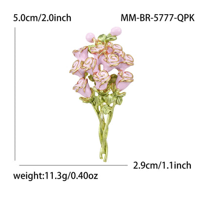 Beaut&Berry Luxury Enamel Rose Bouquet Brooches for Women Unisex Mother’s Day Pins Casual Party Jewelry Accessories Gifts