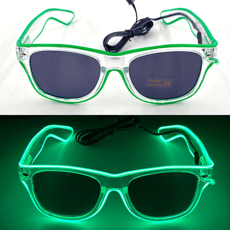 Light Up Led Glasses Neon Party Luminous Glasses EL Wire Glowing Sunglasses Novelty Gift for Adult Glow Bright Light Supplies