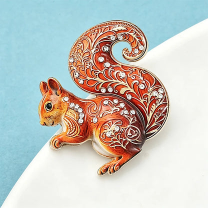 Wuli&baby Cute Squirrel Animal Brooches For Women Unisex 2-color Naughty Animal Party Casual Brooch Pin Gifts