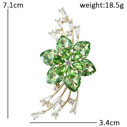 Wuli&baby Luxury Crystal Flower Brooches For Women Lady 2-color Charming Plants Party Office Brooch Pins Fashion Jewelry Gifts