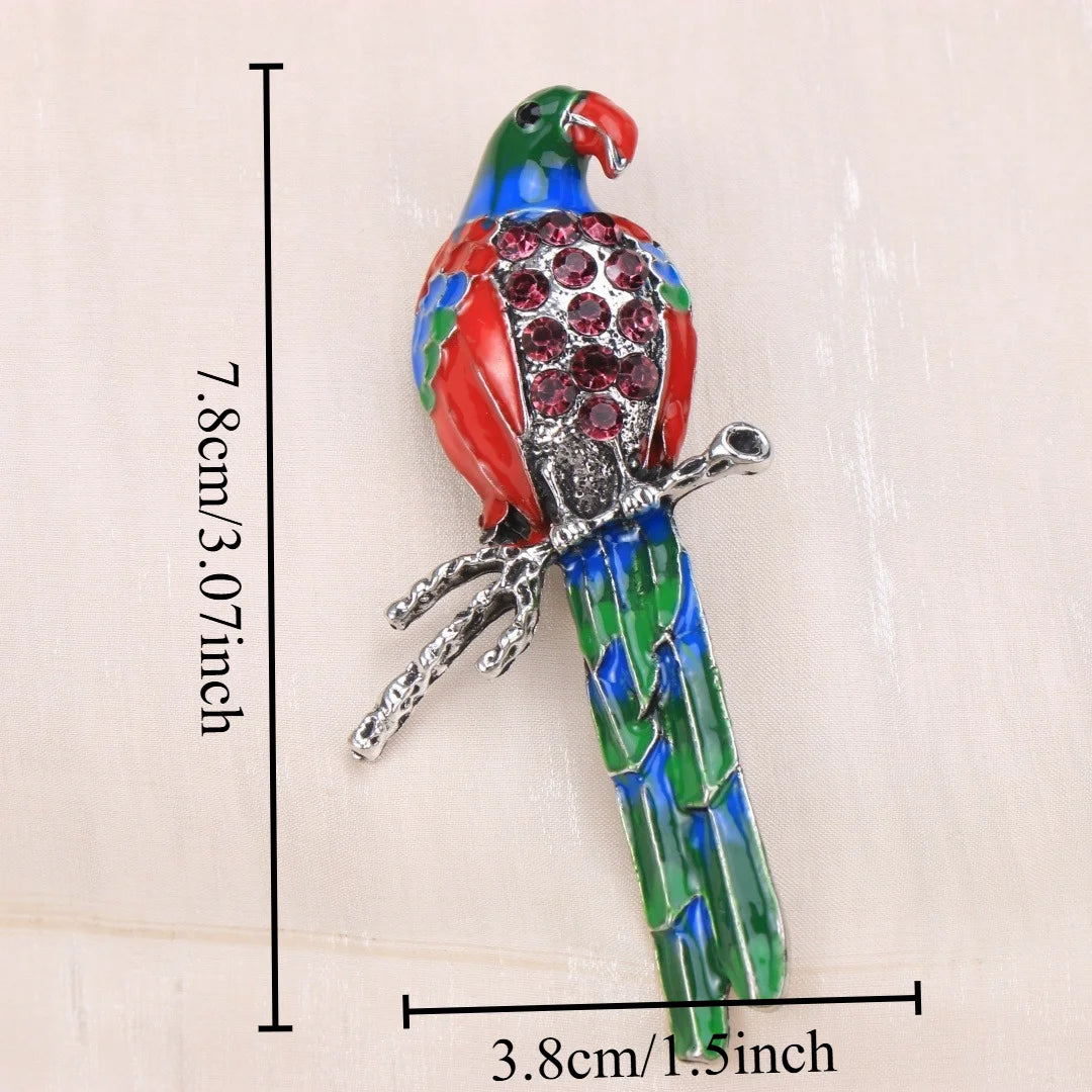 Baroque Luxury Parrot Design Brooch for Men and Women, Jewelry, Fashion Accessories, Couple's Gift, Holiday Party Gift