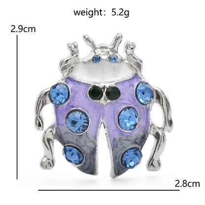Wuli&baby Lovely Enamel Beetle Brooches For Women Unisex Alloy Blue Rhinestone Insects Party Casual Brooch Pins Gifts