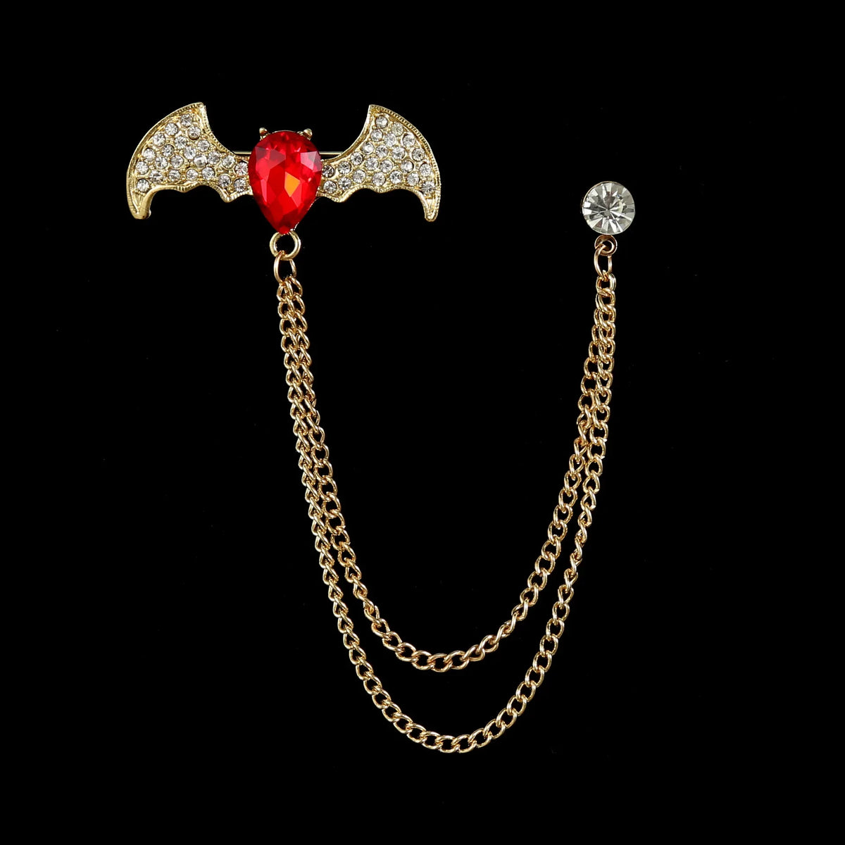 Retro Fashion Crystal Glasses Brooch Tassel Chain Snake Eagle Animal Lapel Pin Men Suit Shirt Collar Badge Jewelry Accessories