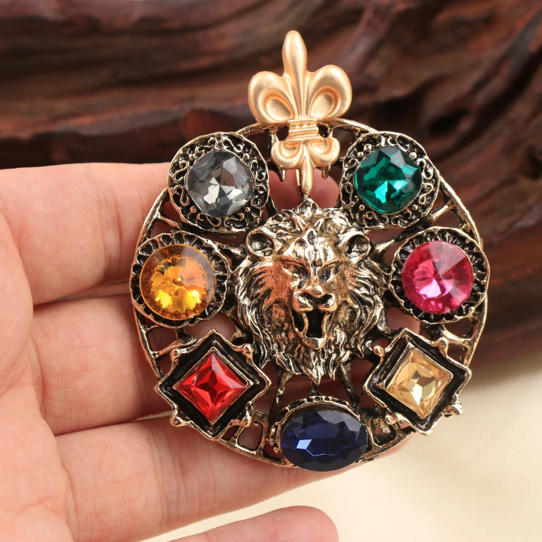 Baroque-style Luxury Vintage Heavy-Duty Lion Animal Design Brooches for Men and Women, Jewelry and Fashion Accessories