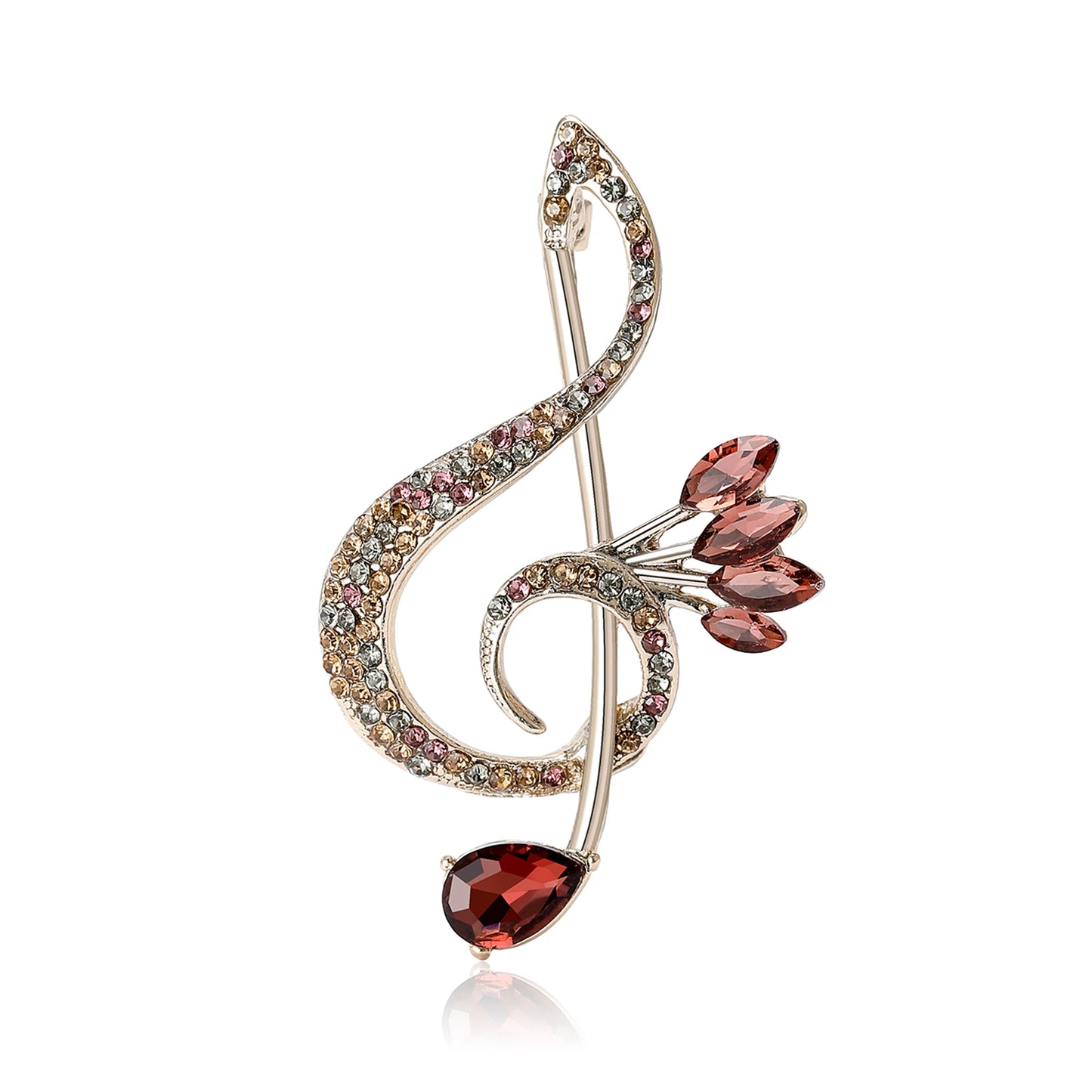 Beaut&Berry Luxury Rhinestone Music Note Brooches for Women Unisex Glamour Pins Casual Party Accessories New Year Gifts Friends