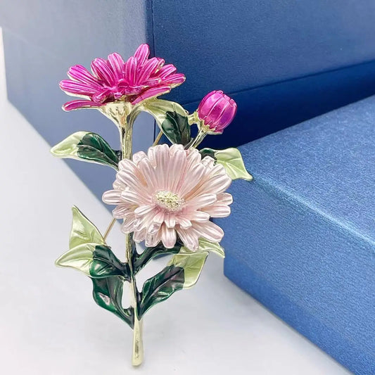Cross border pastoral style hand-painted fashionable flower brooch for female niche high-end feel pins DIY high-end suit brooch