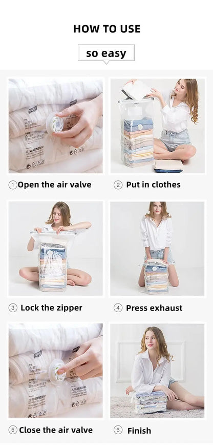 New Patented Vacuum Bags Large Plastic Storage Bags for Storing Clothes Blankets Compression Empty Bag Covers Travel Accessories