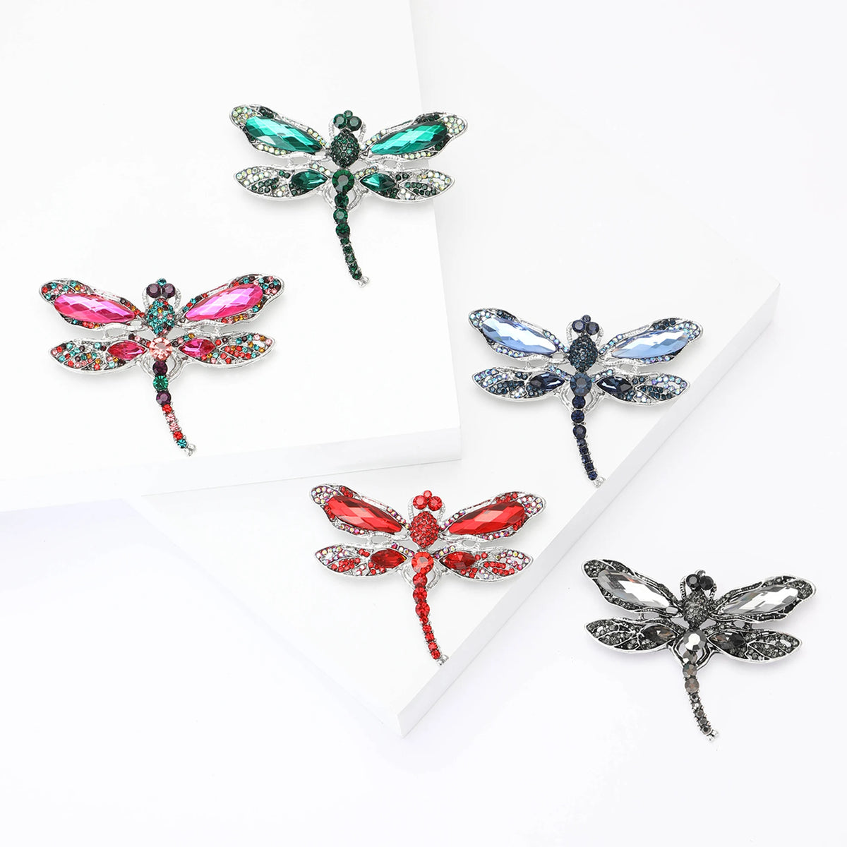 Beaut&Berry Crystal Dragonfly Brooches for Women Unisex insect Pins Multi-coloured Optional Casual Party Accessories Gifts