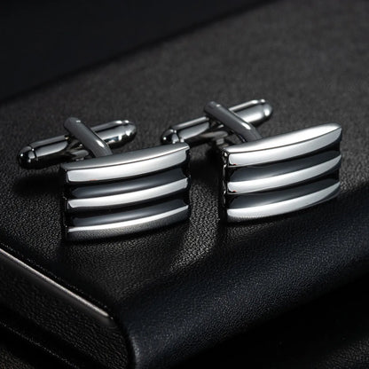 Round Cufflinks Mens For Business Shirt Wedding Party Men Cufflink Solid Cloth Rectangle Stripe Cuff links Accessories Wholesale