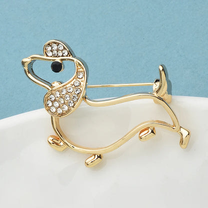 Wuli&baby Lovely Dog Brooches For Women Unisex Alloy Rhinestone Cute Puppy Animal Party Office Brooch Pins Gifts