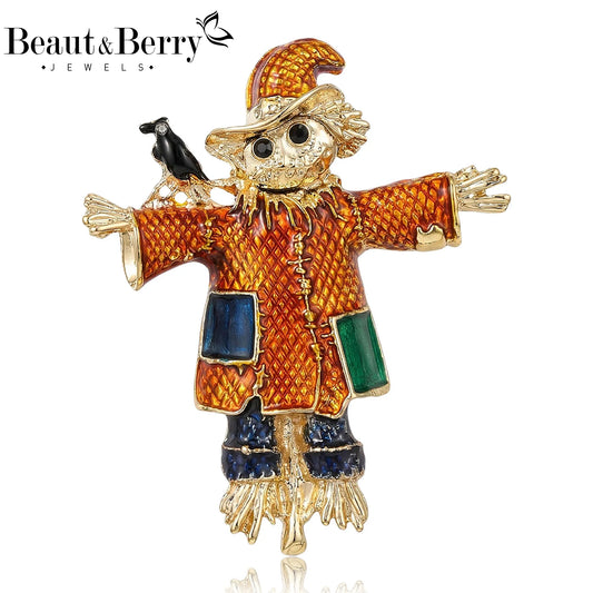 Beaut&Berry Classic Enamel Scarecrow Brooches for Women Unisex Figure Pins Casual Party Jewelry Accessories Gifts Decoration