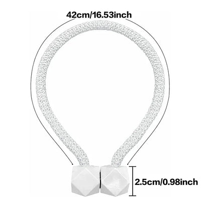 2pcs Curtain Tiebacks with Strong Magnet Thick Rope Design Bedroom Living Room Kitchen Durable Plastic Home Decor Accessory