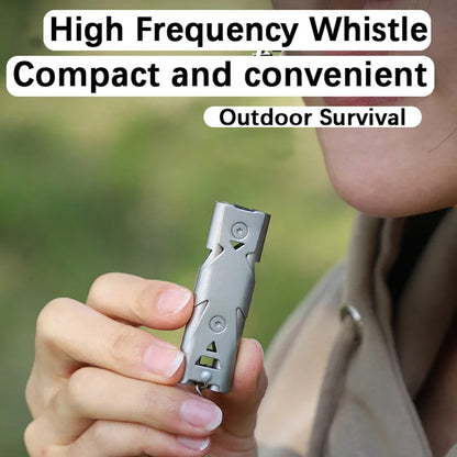 Survival Whistle Double Tube Bursting Sound Whistle Outdoor SOS Whistle Stainless Steel High Frequency Earthquake Rescue Whistle