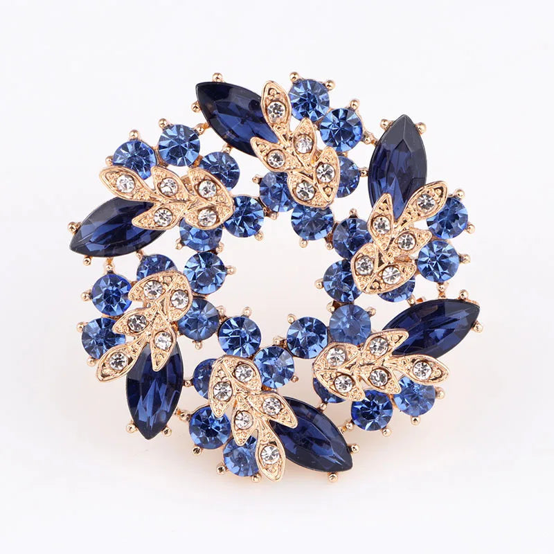 SKEDS High-end Women  Exquisite Crystal Flower Badges Pin Fashion Creative Luxury Rhinestone Shining Brooch Corsages
