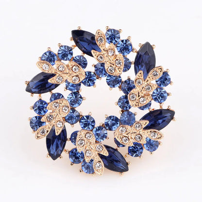 SKEDS High-end Women  Exquisite Crystal Flower Badges Pin Fashion Creative Luxury Rhinestone Shining Brooch Corsages
