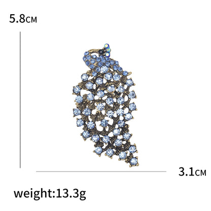 Fully Rhinestone Peacock Bird Brooch Fashionable and Elegant Coat Pin Jewelry Accessories and Gifts