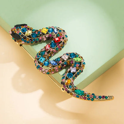 SKEDS Women Men Fashion Exquisite Colorful Rhinestone Snake Brooch Pin Elegant Lady Crystal Shining Animal Badges Corsages